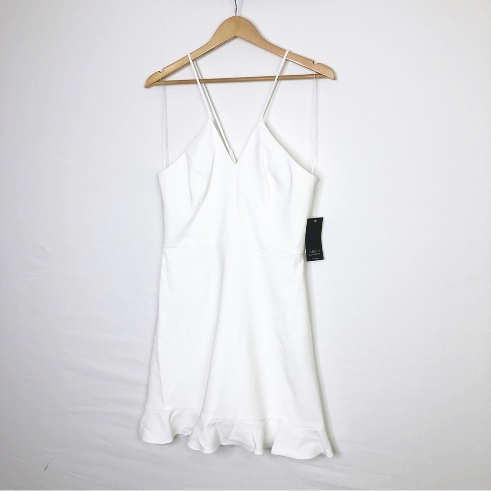 Aidan Mattox NWT size 10 ivory halter A-line mini… - image 9